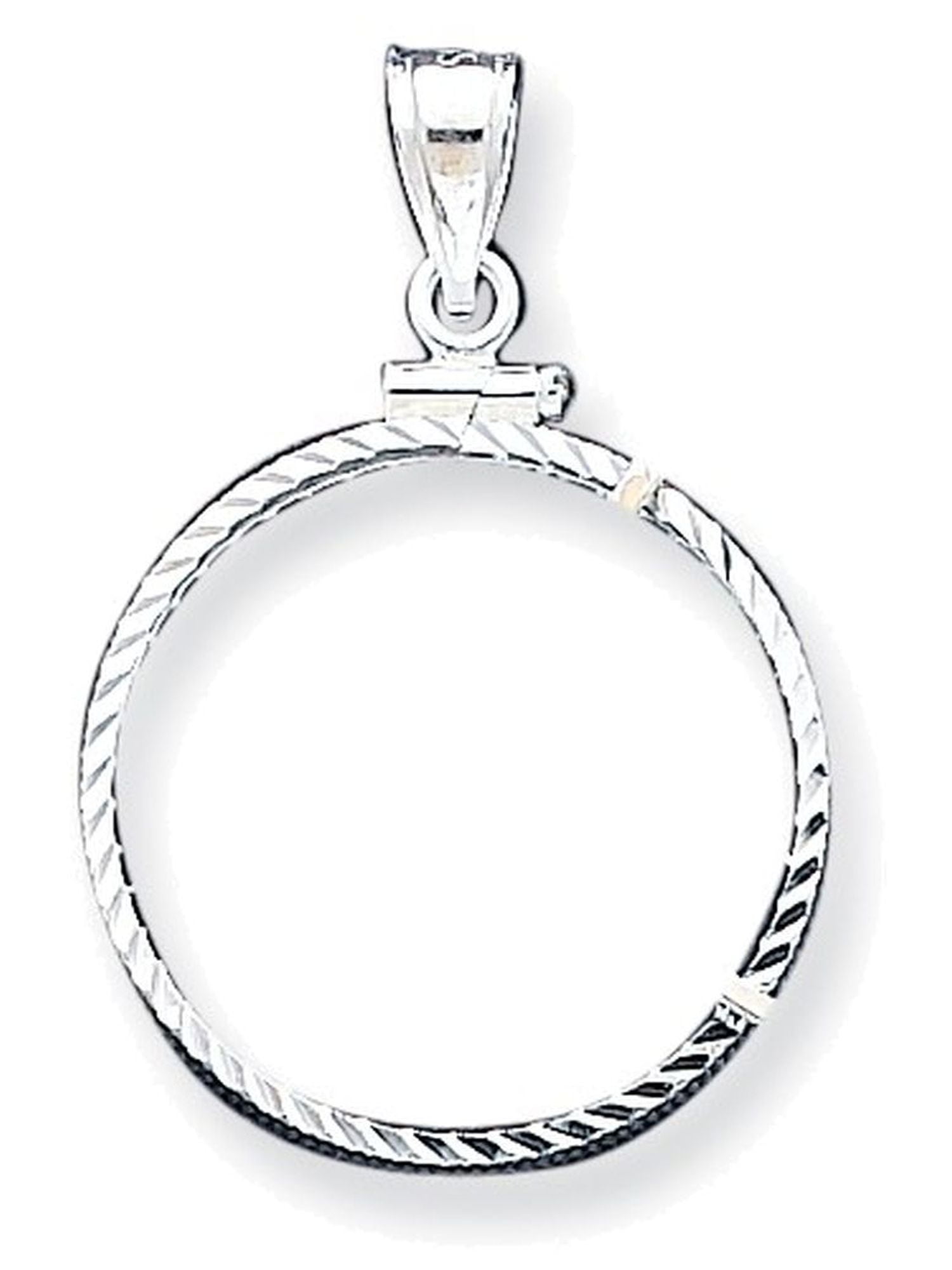 Jewelrypot Sterling Silver 24.1 x 1.7mm 0.25 D/C Coin Bezel Pendant
