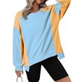 thumbnail image 5 of RQYYD Oversized Sweatshirt for Women Color Block Crewneck Long Sleeve Casual High Low Pullover Sweatshirts Tops Irregular Hem Outfits for Women, 5 of 5