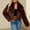 Coffee, variant on Women's Faux Fur Coat Long Sleeve Fluffy Shaggy Jacket Lapel Casual Winter Warm Coat Outwear 2025