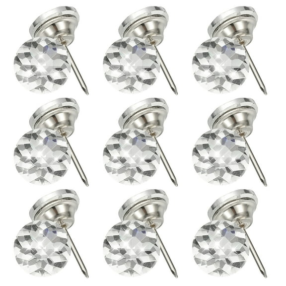Uxcell 25 Pcs Crystal Upholstery Tacks 18mm Diamond Upholstery Nails for Sofa Furniture Bed Headboard Tufting Wall Decoration DIY Crafts