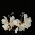 thumbnail image 3 of Joyería de boda Sunnimix Peine de pelo de Tela Flor perlas Clip Beige, 3 of 8