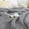 thumbnail image 4 of Admitrack Chunky Knit Blanket Throw Chenille Dark Gray 51"x63" XNR08, 4 of 17