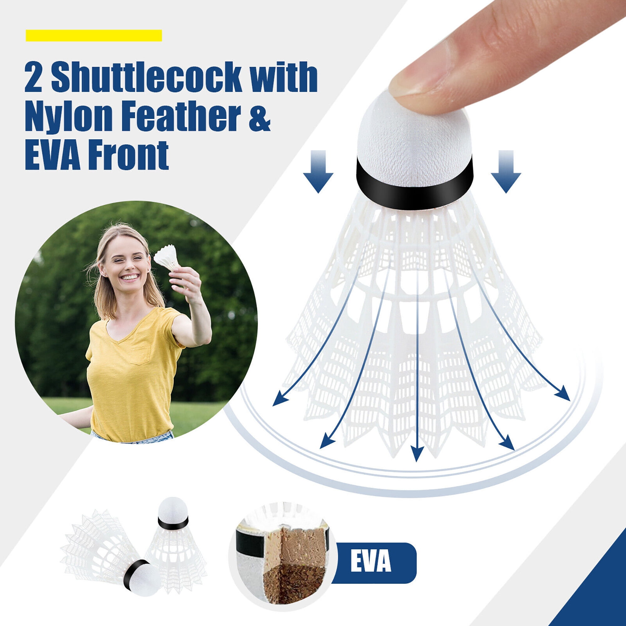 Gymax 10FT Adjustable Badminton Net Set W/2 Shuttlecocks Portable Carry Bag