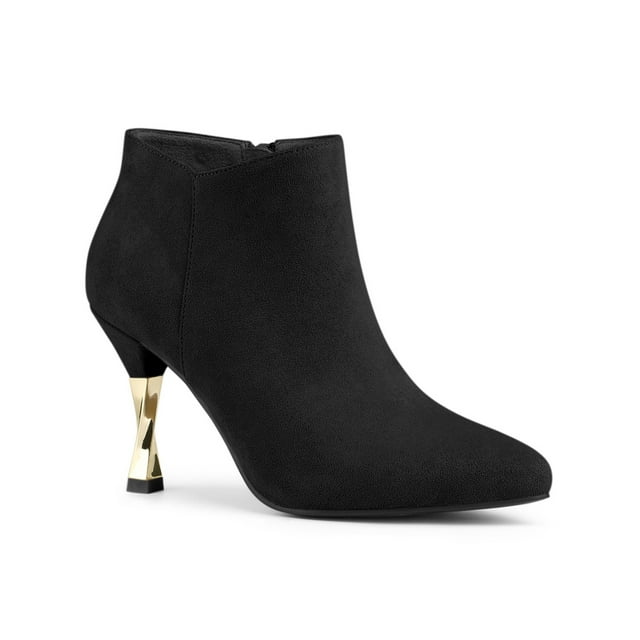BLISSFUL STEP Bottines à Talons Aiguilles Pointus pour Femmes avec Fermeture Éclair Noir 8.5