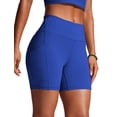 thumbnail image 1 of Pantalones cortos de natación CRZ YOGA para mujer, cintura alta, azul, talla XL, 1 of 4