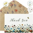 thumbnail image 1 of xianyou-48 PK Wildflower Thank You Cards Bulk - Midsummer Flower Butterfly Design Greeting Cards with Kraft Envelope Sticker Floral Blank Notes for Wedding Baby Shower Bridal Shower Graduation Small, 1 of 4