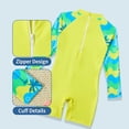 thumbnail image 5 of Ymyiu Baby Boy Swimsuit with Sun Hat Infant Baby Boys Swimsuit One Piece Long Sleeve Rash Guard Zipper Bathing Suit Swimwear with Sun Cap Beachwear Size 8-9 Years (Yellow,8-9 Years), 5 of 7
