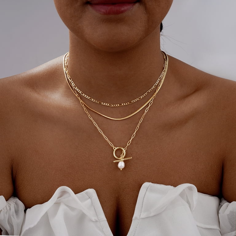 Gosfry Layered Gold Necklace Set, Three Chain Dainty Minimalist photo 3