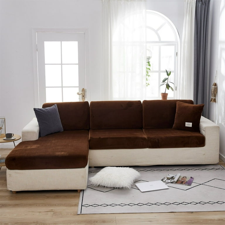 SHANNA Soft Velvet Sofa Cushion Covers Universal Wear Resistant Sofa Slipcover Couch Cushion Covers for Sectional Sofa L Shape Furniture Protector