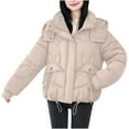 thumbnail image 6 of Winter Warm Coats for Womens Fashion Plus Size Solid Color Hooded Jacket, 6 of 9