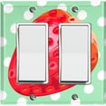 thumbnail image 1 of Metal Light Switch Plate Cover Ripe Red Strawberry Green Polka Dots FUT006, 1 of 13