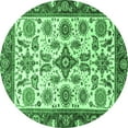thumbnail image 1 of Ahgly Company Indoor Round Oriental Emerald Green Traditional Area Rugs, 3' Round, 1 of 4