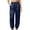 Navy, variant on Satin Pajamas Pants For Women Elastic Waist Sleepwear Jogger Pants Summer & Fall Casual Loose Night Lounge Trousers With Pockets