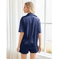 thumbnail image 2 of Ekouaer Pajamas Shorts for Women Silk Sleepwear Short Sleeve Pjs Shorts Set Soft Nightwear 2 Piece Lounge Set, 2 of 5