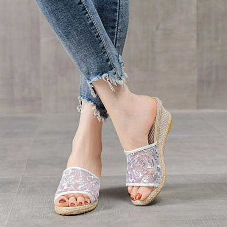 

Wide Fit Wedge Sandals for Women Summer Platporm Sandals Shoes with Arch Support Orthotic Sandals Closed Toe Slingback Easy Fasten Ladies Holiday Beach Slippers Shoes Sliders Adjustable Ankle Strap