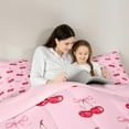 thumbnail image 5 of jejeloiu Cute Cherry Full Size Comforter Sets,Kawaii Bowtie Bow Bedding Comforter Set,Red Pink Bowknot Bedding Sets For Girls,Luxury Bedroom Decor Reversible,3pcs, 5 of 8