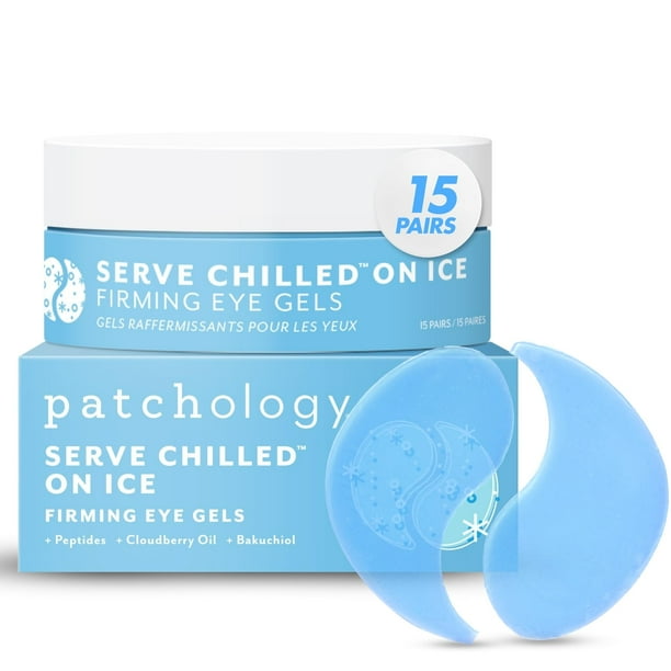 Patchology Iced Cooling Under Eye Mask Parches con péptidos, aceite de mora y bakuchiol. Geles para ojos fríos para reafirmar la piel y calmar, reducir las líneas finas y las bolsas debajo de los ojos