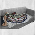 thumbnail image 6 of Moroccan Soft Flannel Fleece Blanket, Mandala Lotus Flowers Eastern Themed Oriental Circular Medallion Traditional, Cozy Plush for Indoor and Outdoor Use, 70" x 90", Green Blue Ruby, by Ambesonne, 6 of 6
