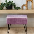 thumbnail image 6 of Home Soft Things Textured Velvet Ottoman Stool Chair, Upholstered Footrest with Black Metal Legs, Mauve Shadows, 19" x 13" x 17", 6 of 7