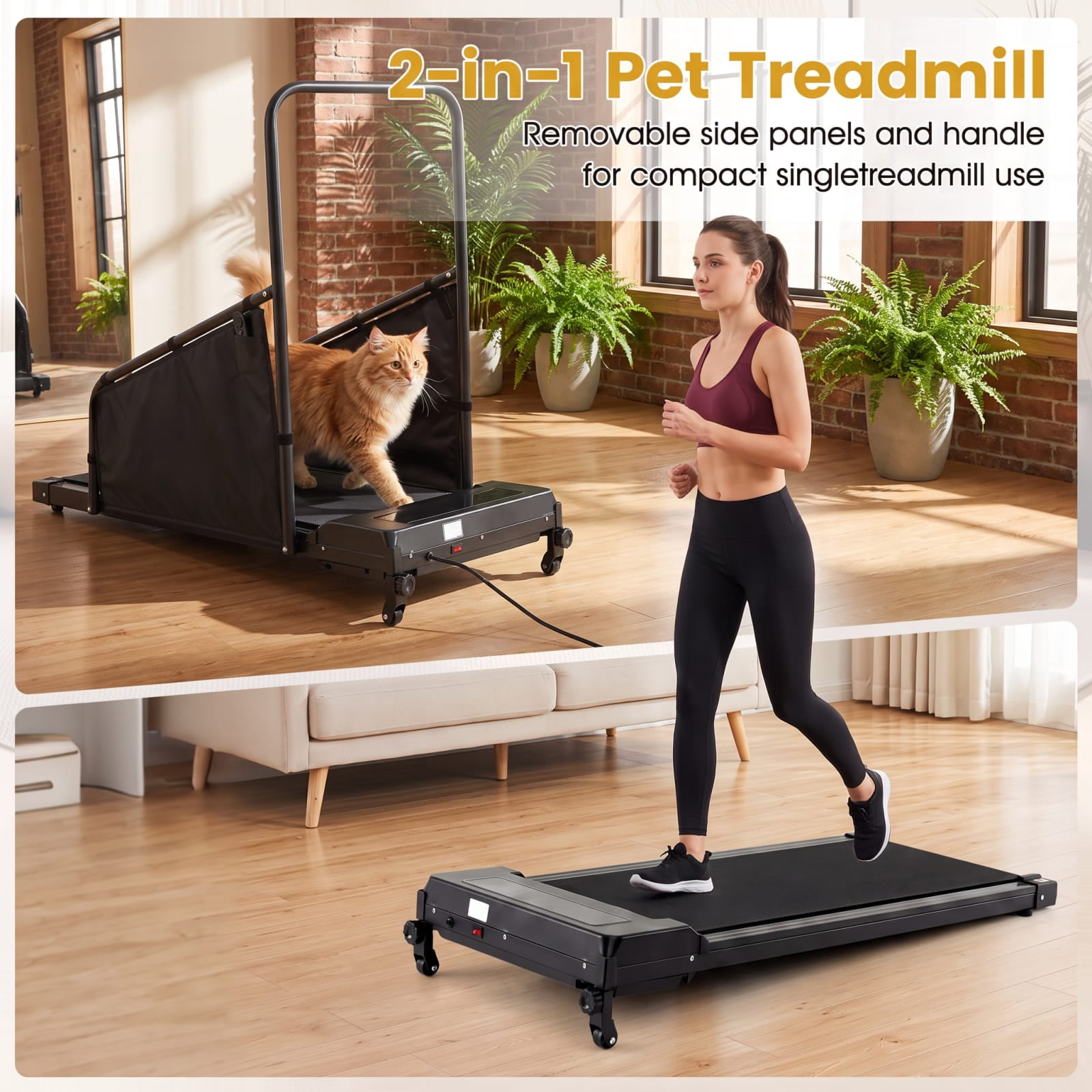 Vebreda Dog Treadmill for Small Medium Dogs, 2 HP Quiet Under-45dB Motor Pet Running Machine with Remote Control, LCD Display, 3-Level Incline, 0.5-7.5 MPH Speed & 220 lbs Capacity, Black