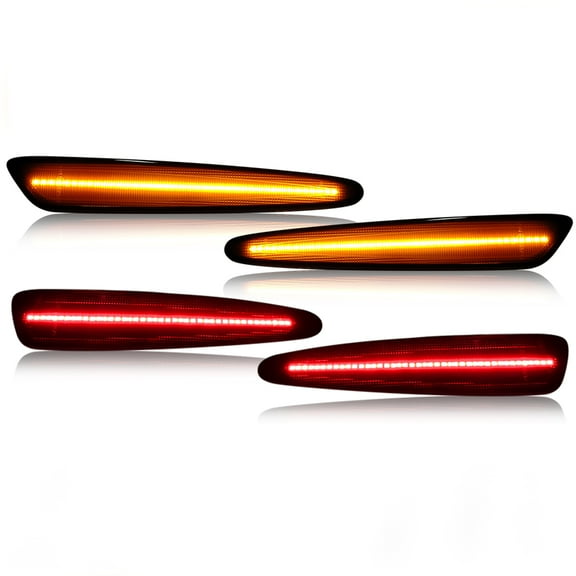 For 2005-13 Chevy Corvette C6 Smoked Front Rear Amber Red LED Side Marker Lights