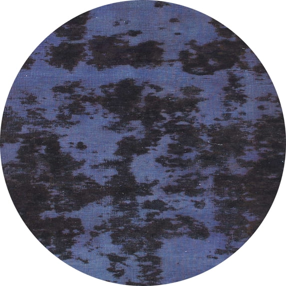 Ahgly Company Machine Washable Indoor Round Abstract Deep Periwinkle Purple Area Rugs, 8' Round