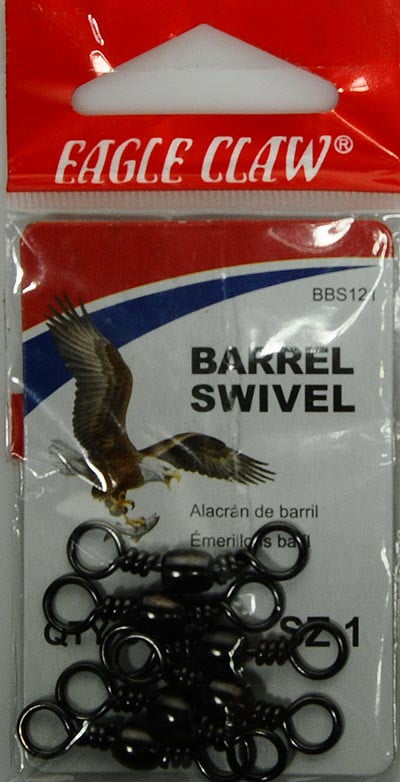 3 EAGLE CLAW 1042-001 Black Barrel Swivels Size 1 Qty 