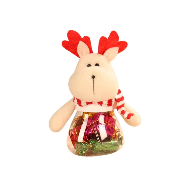 Yuarrent Plush Kids Christmas Candy Jar Portable Replacement Container Office Xmas Sugar Themed Cute Sweet Box Gift Bottle Kits de decoración para fiestas Alce Yuarrent HA1107-03B