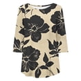 thumbnail image 5 of Sawvnm Women Tops Fashion Women's Fashion Loose Casual Printing 3/4 Sleeve T-Shirt Round Neck Plus Size Top Women Cute Tops Black 4XL, 5 of 5