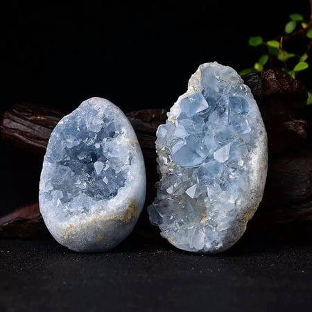 EOEMY 150-200G Natural Celestite Cluster Geode Quartz Crystal Healing Ore Stone Decor EOEMY 150-200G Natural Celestite Cluster Geode Quartz Crystal Healing Ore Stone Decor