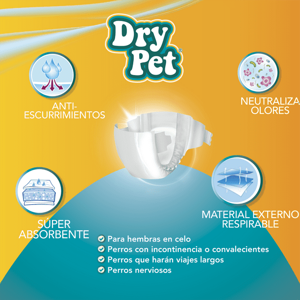 Panales Dry Pet Para Perro Mediano 12 Piezas