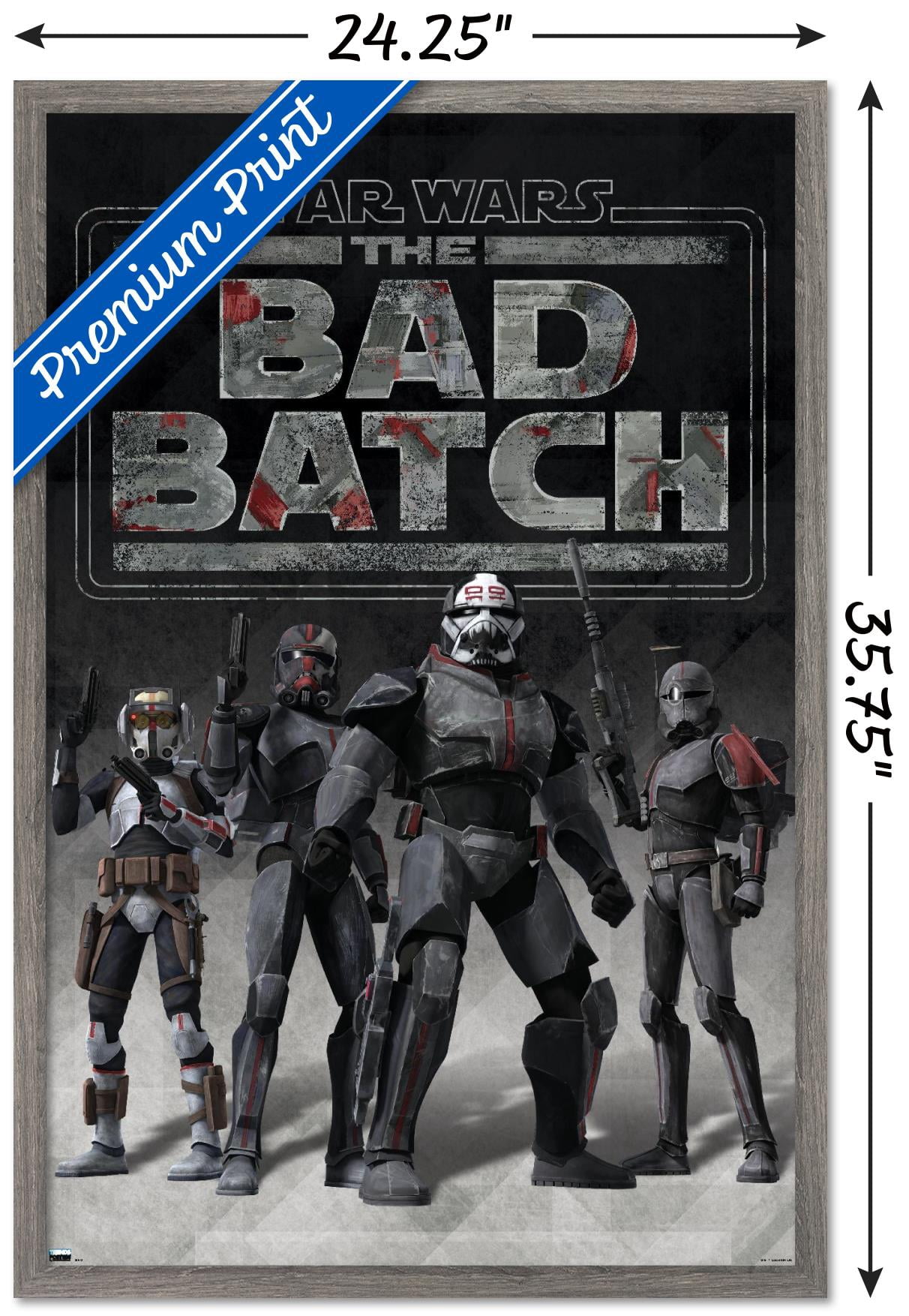 Star Wars: The Bad Batch - Clone Force 99 Wall Poster, 22.375" x 34", Framed
