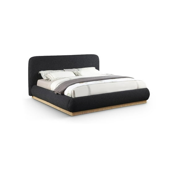Meridian Furniture Rigby Black Boucle Fabric King Bed