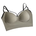 thumbnail image 2 of Sujetador deportivo para mujer, cómodo, sin costuras, ajustado, con tirantes cruzados, sujetador deportivo para Yoga, entrenamiento físico, gris y verde, 2 of 12