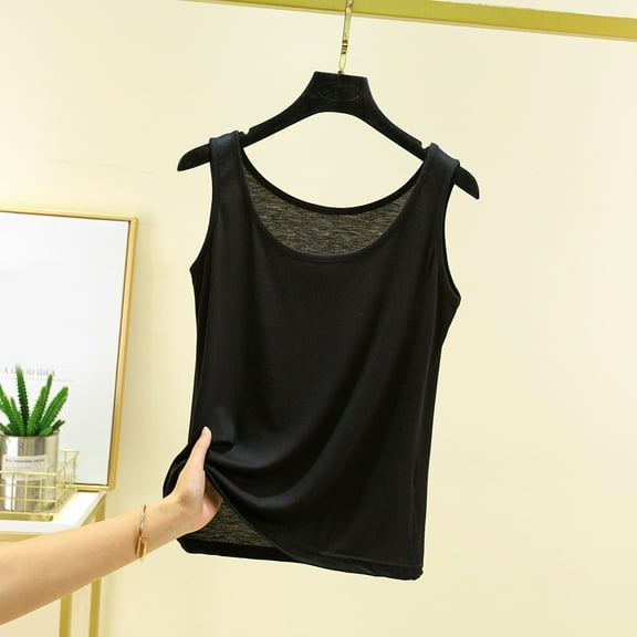 Conairie Womens Workout Tank Tops Scoop Neck Sleeveless Slim Fitted Ribbed Knit Basic Blouses Solid Color Summer Casual Tee Black L