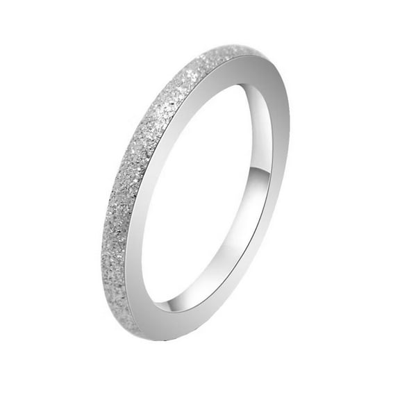 PAMTIER Unisex Stainless Steel Simple Hip Hop 2MM Thin Stackable Matte Sandblast Finished Knuckle Finger Ring Couple Wedding Band Silver Size 5