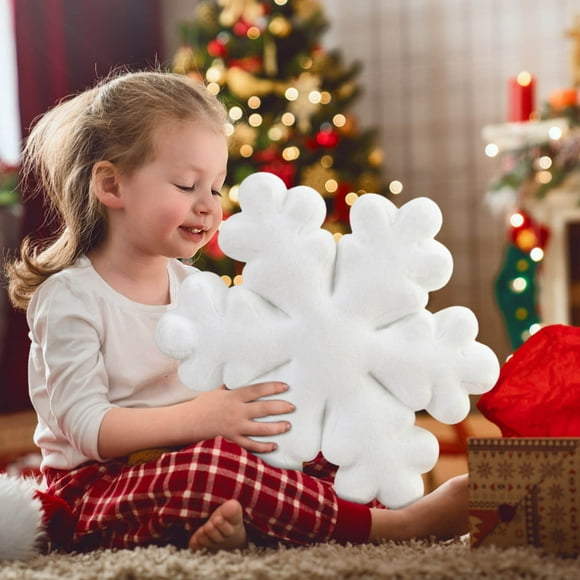Uklsqma Snowflake Throw Pillow | Velvet Decorative Lumbar Cushion 15.7In | White Snowflake Shape | Soft Back Support for Sofa Couch Bed Office Chair Car Seat Holiday Home Decor