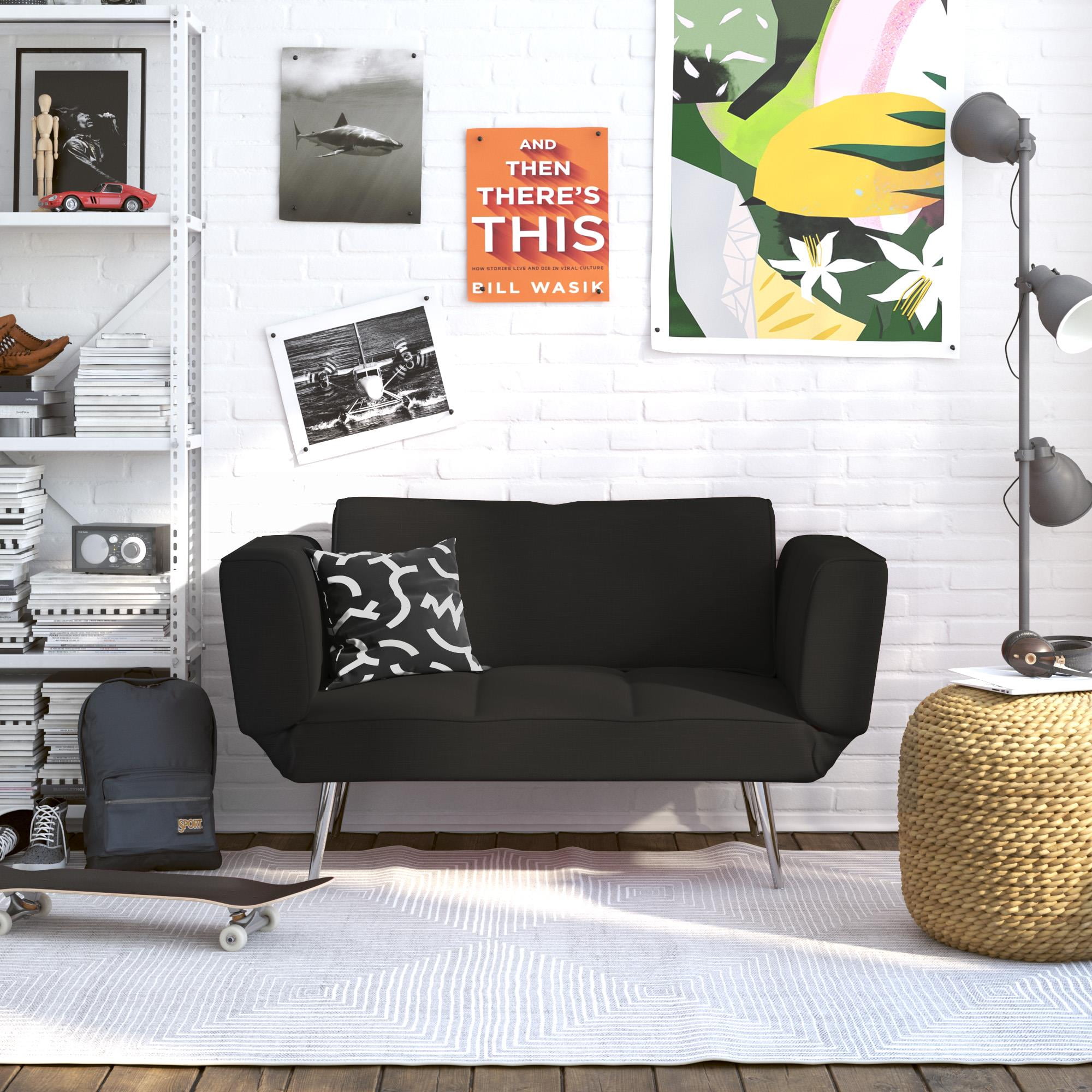 DHP Euro Futon with Magazine Storage, Black