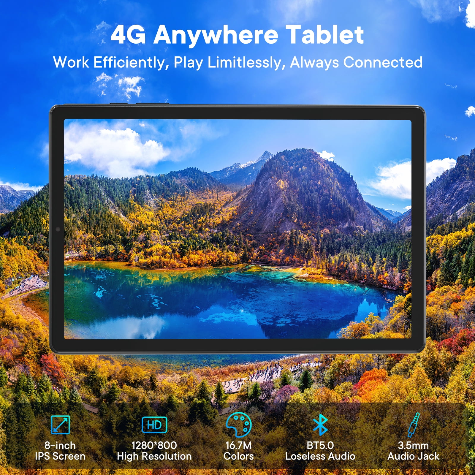 Android Tablet 8 inch,4G SIM Card Slot Unlocked, MediaTek Octa-Core, FHD IPS Display, 12GB+64GB+2TB Expandable, 5100mAh, 5G WiFi, GPS,Tablet with Cover Included (Gray))