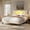 Beige, variant on EnHomee Upholstered Bed Frame with Headboard Full Size Bed with LED Lights & Charging Station Bed Frame with Storage Platform,Grey