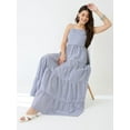 thumbnail image 2 of Globus Women Blue Square Neck Strappy Shoulder Striped Smocked Tiered Fit & Flare Maxi Dress, 2 of 6