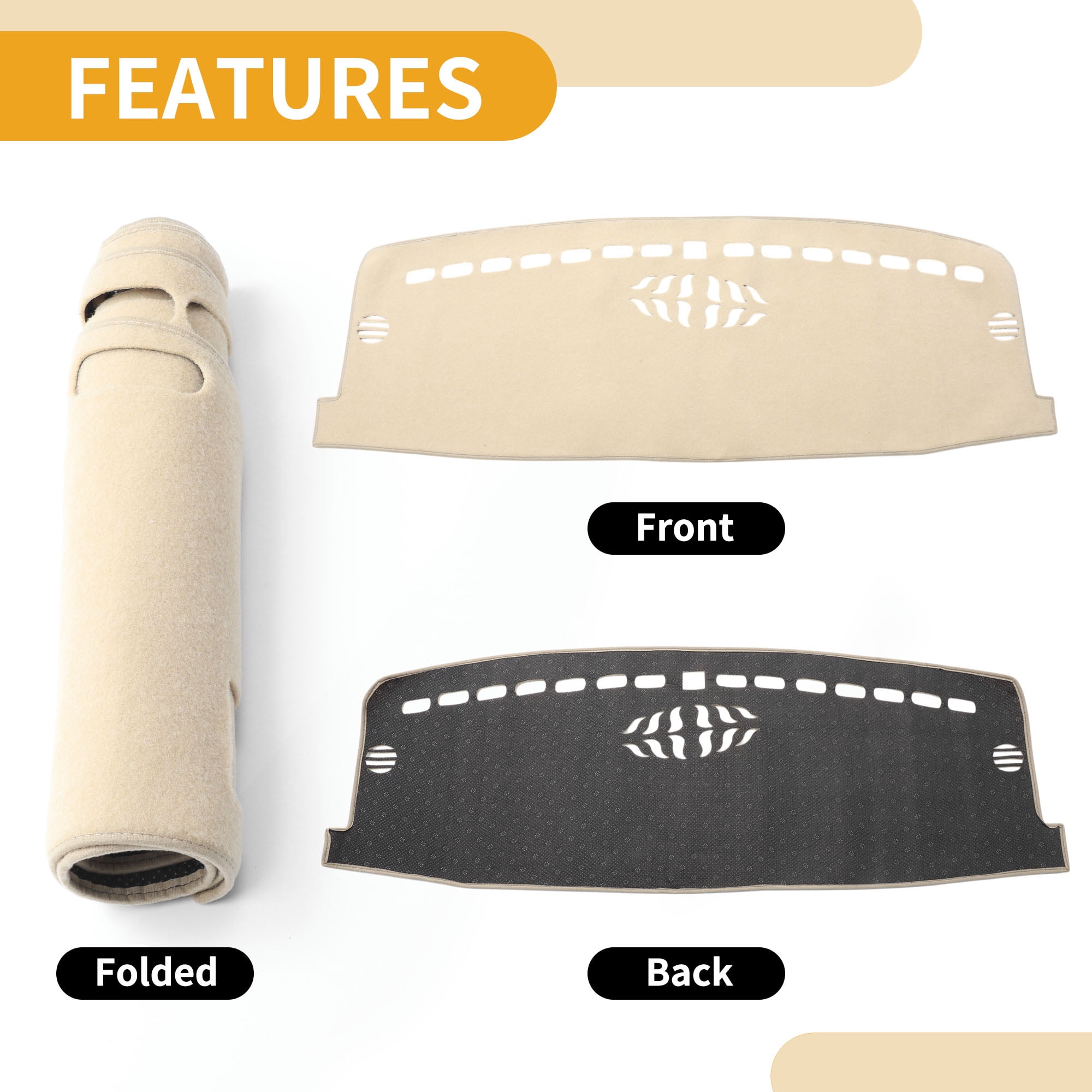 Unique Bargains Dashboard Cover Anti-Slip Dash Cover Mat Carpet for Ford ESCAPE 2020-2025 Polyester Beige