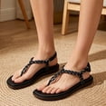 thumbnail image 6 of GPOECD Comfortable Flip Flops Summer Knot Thong Casual Flat Sandals Breathable Slippers for Women Black,5.5, 6 of 8