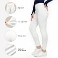thumbnail image 5 of Hitime High Waisted Women's Leggings for Women Tummy Control Opaque Workout Pants elastic Yoga pants, Full Length White S-M, 5 of 8