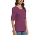 thumbnail image 2 of Women's Short Sleeves T Shirt Casual V Neck Solid Casual Sweatshirt, 2 of 4