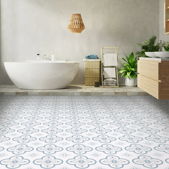 10 Pcs Peel Stick Floor Tiles 7.9x7.9 Inch Self Adhesive Waterproof Vinyl Planks Non Slip DIY for Bathroom Kitchen Living Room Cover 4.3 Sq Ft Grey