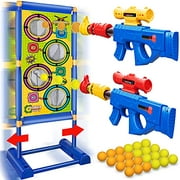 Moving Shooting Games Toy for Age 5 6 7 8 9 10 and Up Years Old Boys, 24 Foam Balls & 2pk Foam Ball Popper Air Toy Guns with Electronic Running Standing Shooting Target, Ideal Gifts Indoor Outdoor Toy