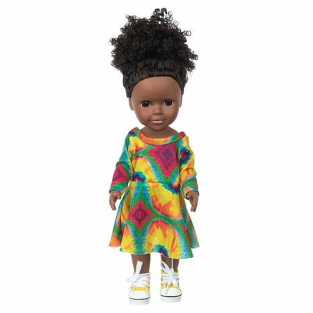 

Education Toy Black African Black Baby Cute Curly Black 14INCH Vinyl Baby Toy