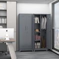 thumbnail image 6 of Marcree Broom Closet Storage Cabinet with Lock,65" Tall Garage Storage Cabinet with Hanging Rod,Multifunctional Garage Storage Broom Closet with Doors,Cleaning Tool Cabinet, 6 of 9