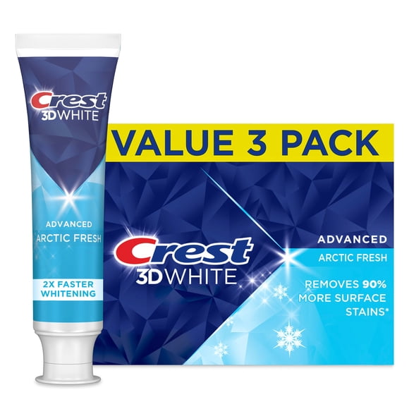 Crest 3D White Advanced Whitening Toothpaste, Arctic Fresh, 70 mL, Pack of 3
